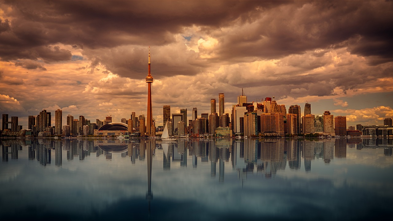 toronto, skyline, waters